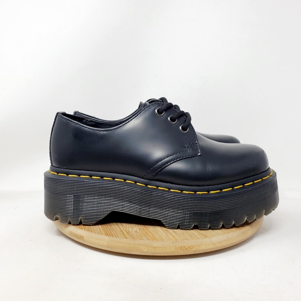 Dr Martens 1461 Quad Shoes Women 5 Black Platform Oxford Punk Goth Creeper‎